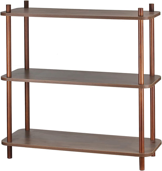 Vintage 3 Tier Wooden Bookshelf,Small Shelf Organizer,Sturdy Bookcase, Modern Small Shelf Stand, Floor Standing Shelf,Stable Display Stand for Home Office (31.5 in)