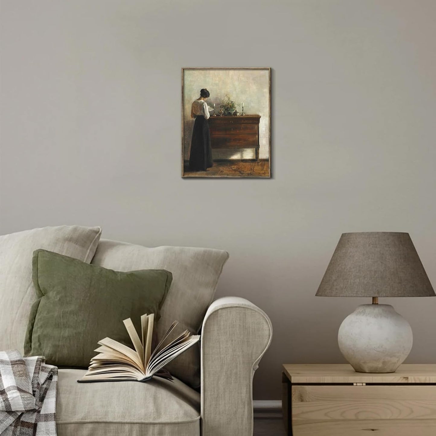 RETRART Vintage Danish Canvas Wall Art - Woman Reading Portrait Oil Painting - Dark Academia Aesthetic Print - 19th Century Antique Poster - Retro Gallery Bedroom Decor 8x10in (Unframed)