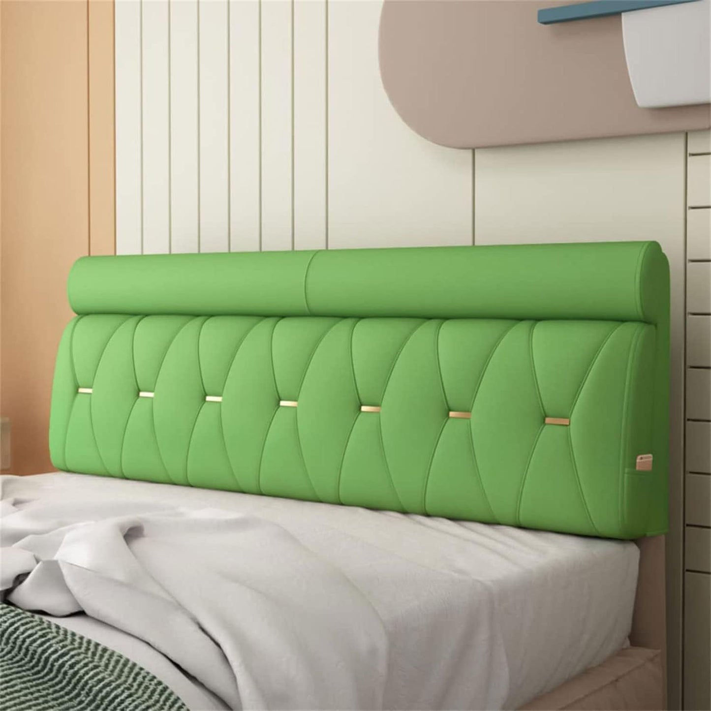 Large Upholstered Headboard PU Leather Backrest Pillow Headboard Bed Wedge for Bench Bedroom Anti-Collision Cushions(Size:No headboard 70.8"/180cm,Color:C)