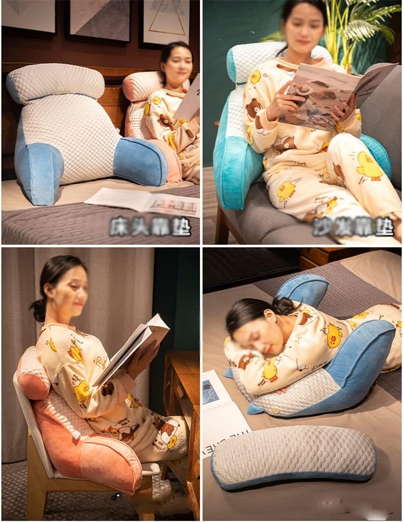 Ice Silk Lumbar Pillow Office Seat Cushion Bed Back(D,70 * 50cm)