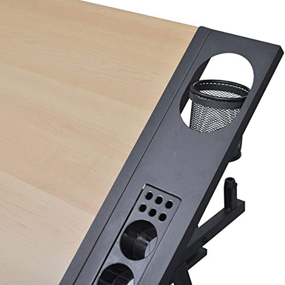 Height Adjustable Drafting Draft Desk Drawing Table Desk Tiltable Tabletop W/Stool and Storage Drawer for Reading Writing Art Craft Work Station