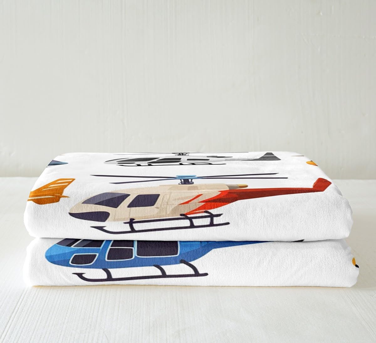Feelyou Cartoon Helicopter Fleece Throw Blanket Aircraft Sherpa Blanket for Boys Teens Colorful Plane Plush Blanket Flying Airplane Fuzzy Blanket for Sofa Bed Couch,Twin 60x80 Inches