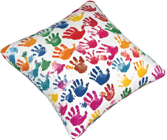 All-Season Square Pillow Covers 18"X18", Hand, Decorative Throw Pillow Covers for Sofa Bed Couch, Hidden Zipper Cushion Cover, Square Lumbar & Accent Pillowcases for Home Decor