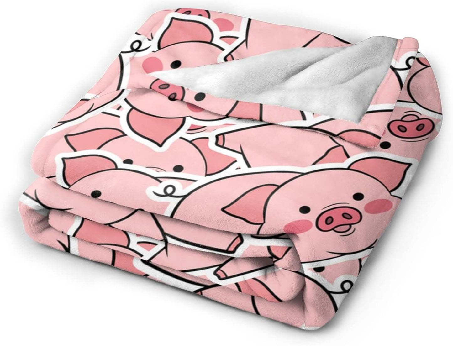 Cartoon Pink Pig Blanket Plush Lightweight Soft Flannel Fleece Throw Blankets Bedding for Bed Sofa Couch Living Room 50"x40"