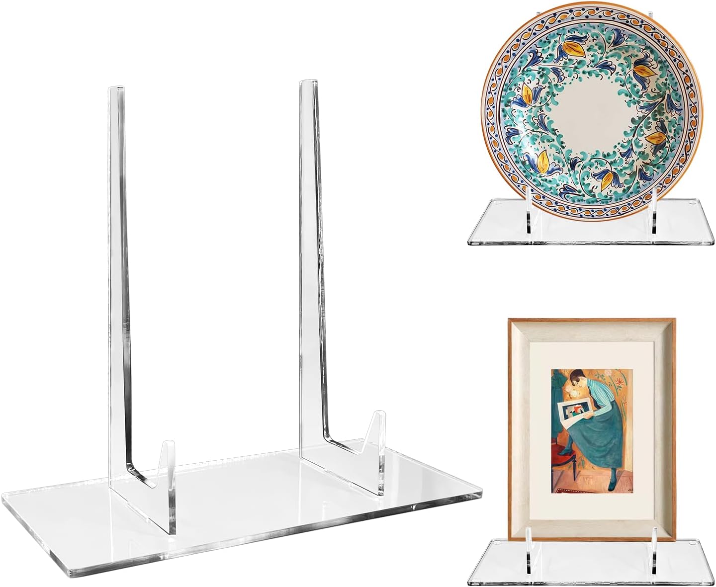 Acrylic bookshelf, transparent display easel, suitable for photos, pictures, tablets, postcards, plates, recipe books, decorative trays, and photo albums, 10 inches x 5 inches x 9 inches invisible desktop display stand (1 piece)