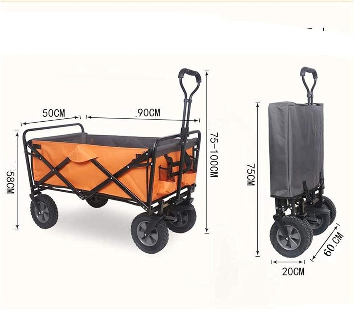 Garden Trolley, Foldable Cart, Heavy Duty Festival Trolley, Pull Wagon Truck - (Red) (Blue)