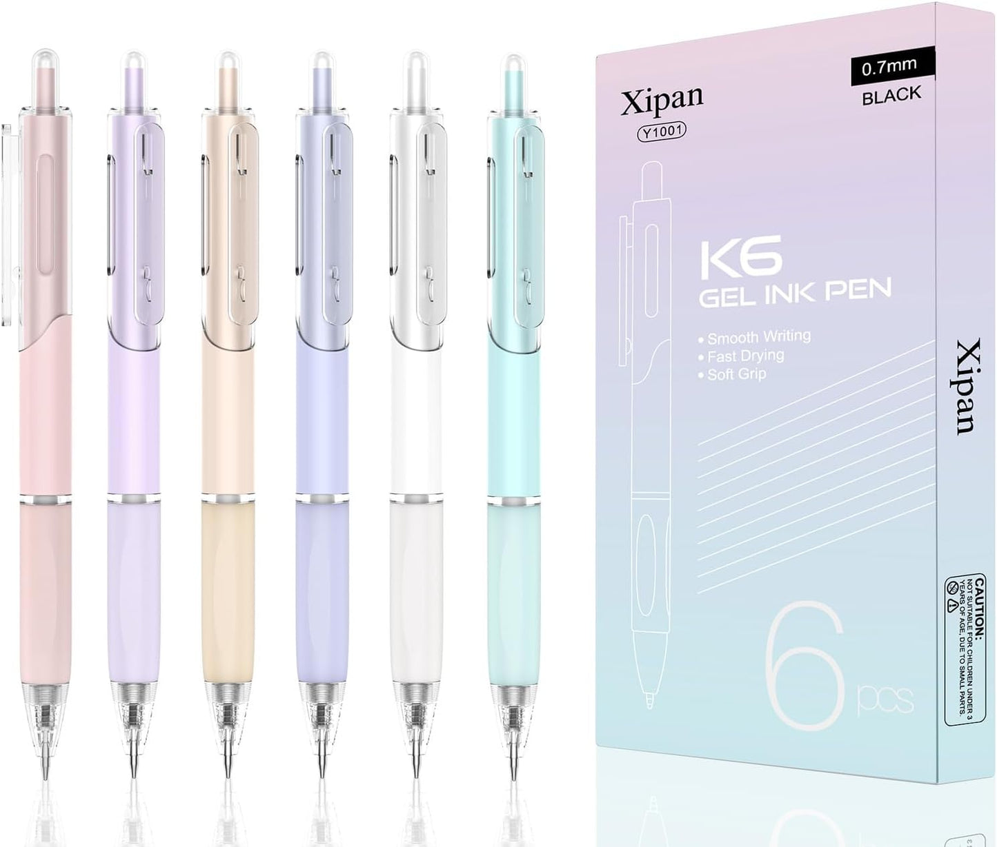 Gel Pens, 6 Pcs 0.7mm Quick Dry Black Ink Pen, Cute Ergonomic Fine Point Smooth Writing Pens, Back to School Office Supplies Fun Aesthetic Pastel Journaling Pen Gifts for Girl Student Women