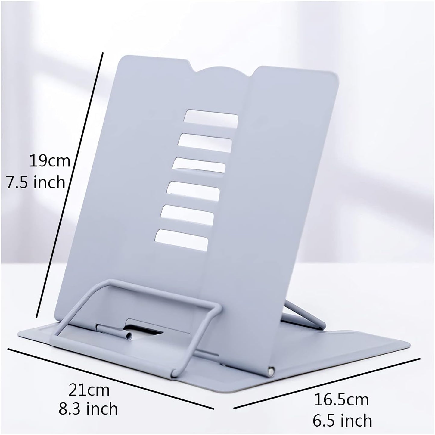Book Stand Desktop Book Stand Document Holder Metal Reading Stand for Textbook Magazine Tablet with 6 Adjustable Positions 8 x 7.5 inch (Color : Gris) (Gris)