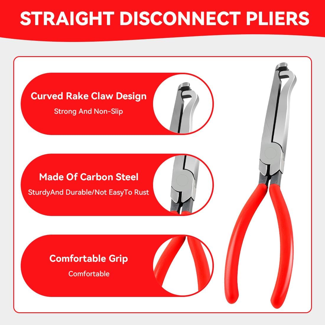 Automotive Electrical Disconnect Pliers Set with Storage Box, 4-Piece Connector Separator & Terminal Removal Tool for Mass Air Flow Sensors, Fuel Injectors, Straight & 60° Jaw