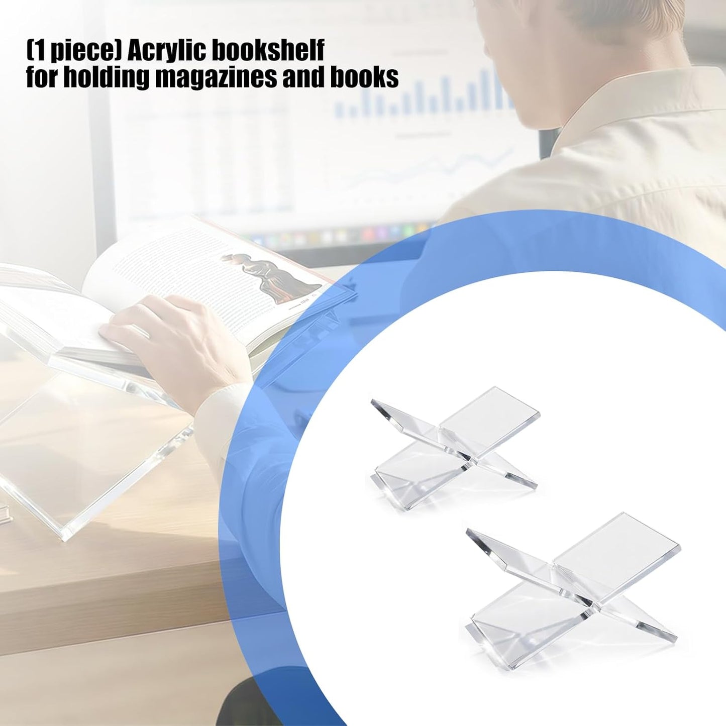 Contemporary Acrylic Reading Stand with Slanted Position Great for Cookbooks Textbooks and Art Albums Thin Book Planner Magazines Easy Assembly Design Tools Not Needed