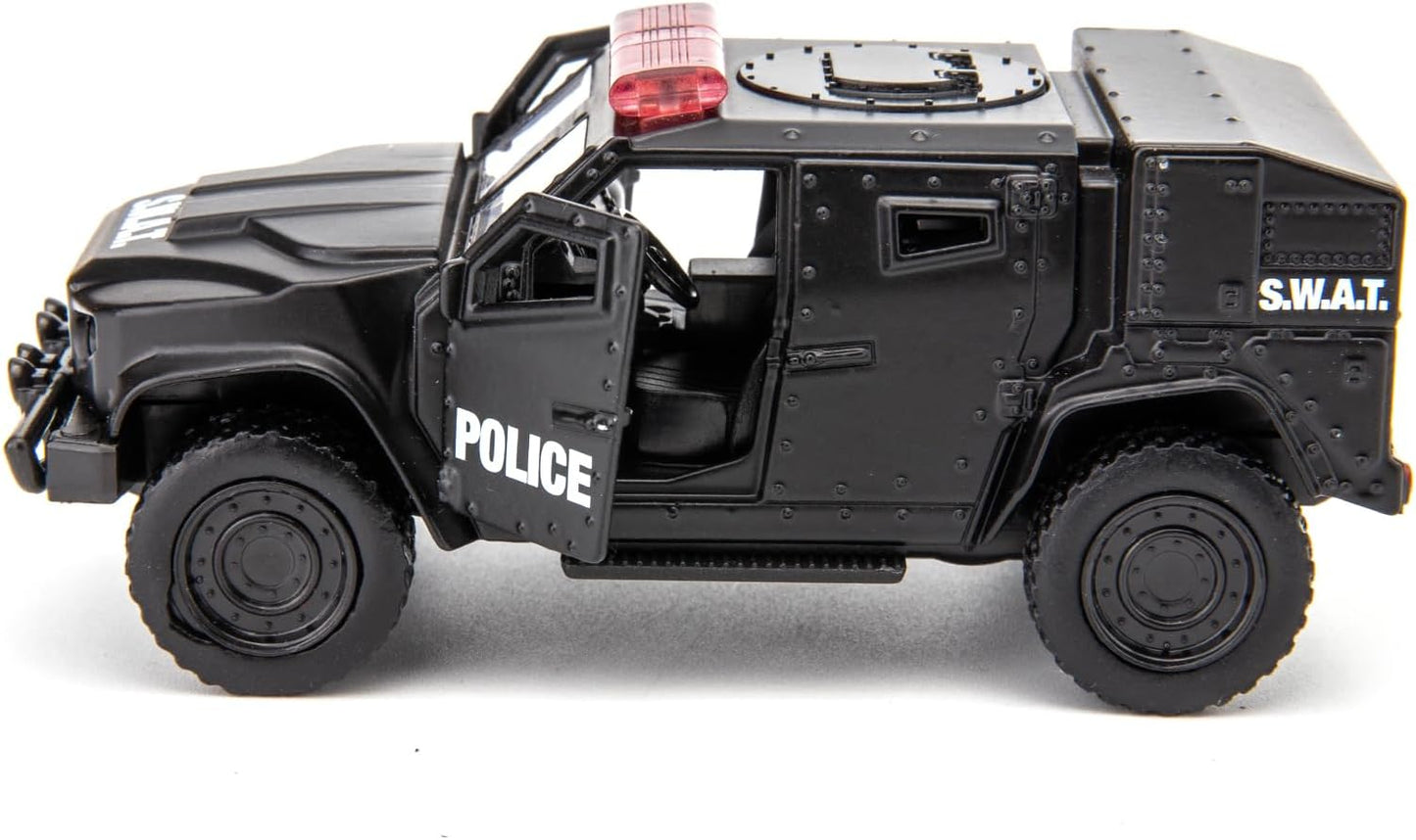 BDTCTK 1/36 Scale JLTV Armored Car Police Car Model, Zinc Alloy Die-Cast Pull Back Vehicles Kid Toys for Boy Girl Gift (Black)
