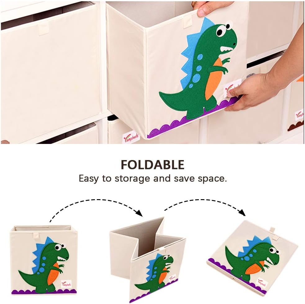 2 Pcs Foldable Animal Toy Storage Box/Bin/Cube, Collapsible Storage Organizer Chest Basket Container for Kids, Toddlers, Boys and Girls(13 x 13 x 13 Inch, Lion & Bee)