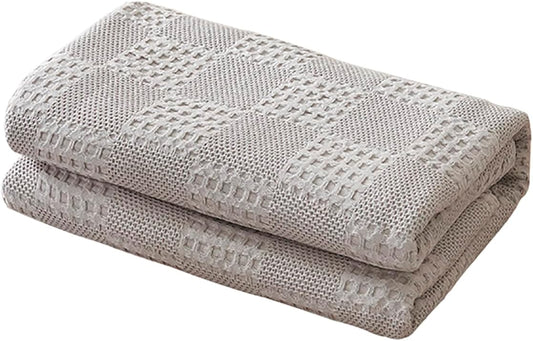 LGYKUMEG 100% Cotton Waffle Throw Blanket,Lightweight Washed Cotton Blanket - Cotton Breathable All-Season Knit Throw Blankets for Bed and Couch,Light Gray,40x60 inch