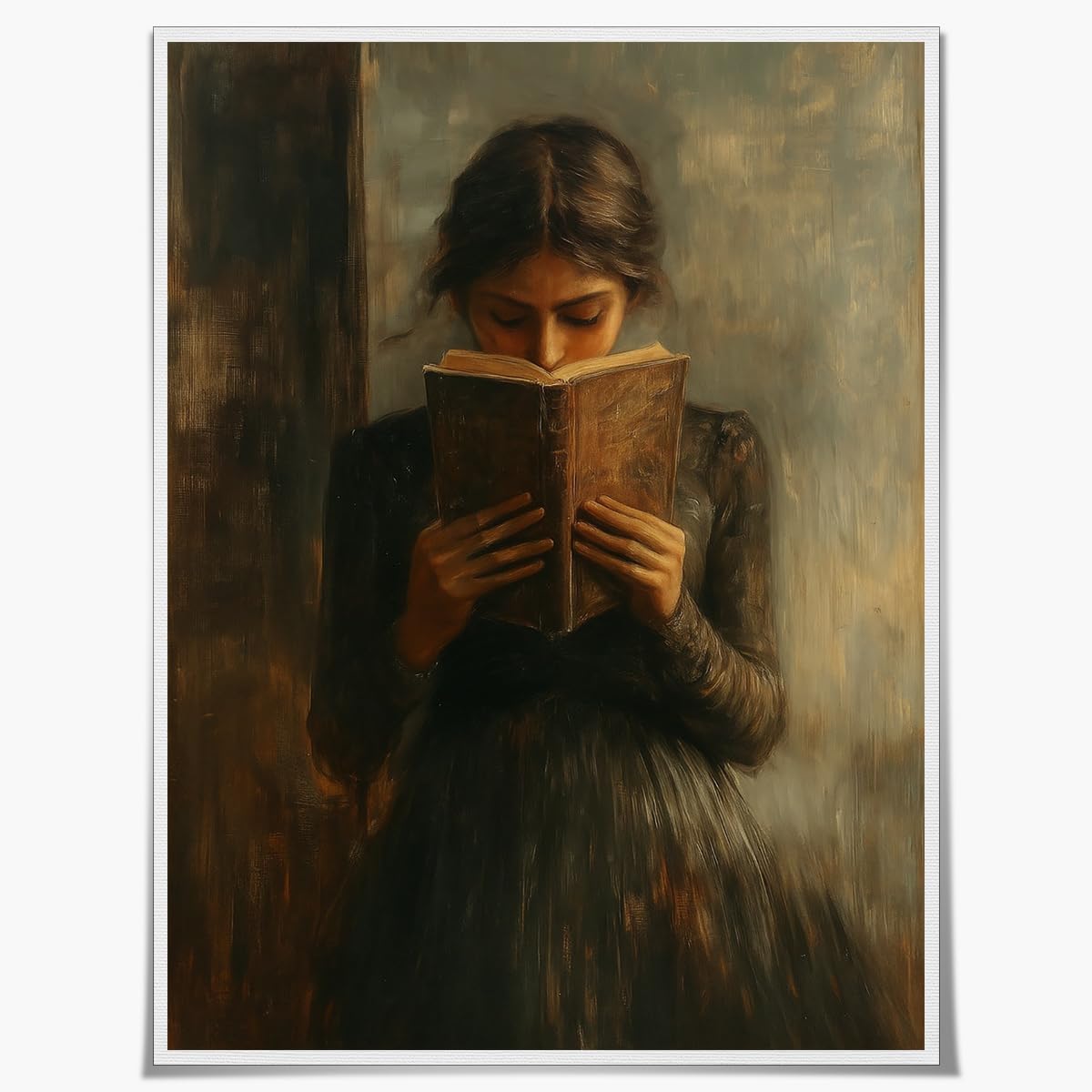 Heltrappe Dark Academia book wall art Decor Victorian Woman Reading Bookish Wall Art Print posters vintage book room library nook Decor Paintings Picture Moody Girl Aesthetic Poster 12x16in Unframed