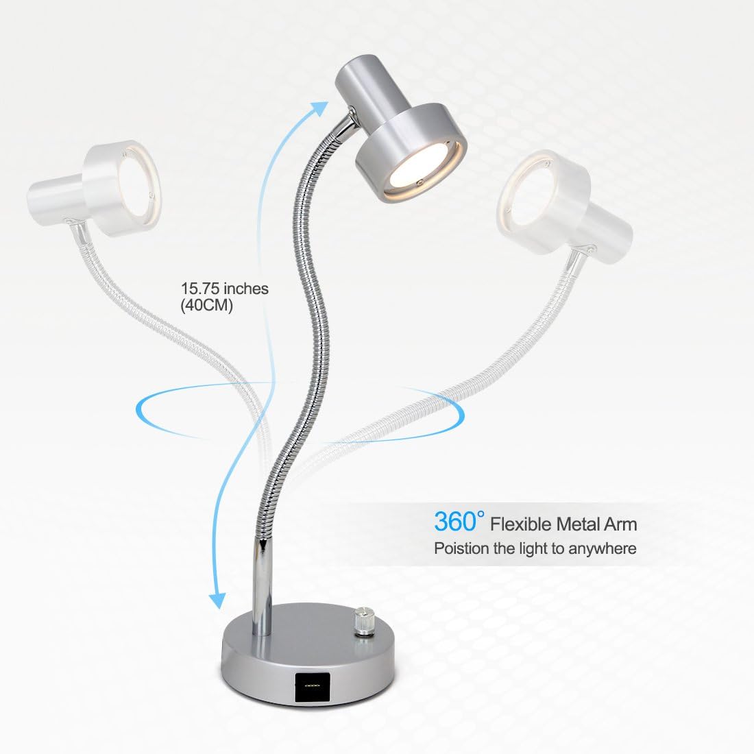 O’Bright Dimmable LED Desk Lamp with USB Charging Port (5V/2A), Full Range Dimming LED, Table Lamp with USB Charger, Flexible Gooseneck, Office Desk Lamp/Bedside Lamp, Vintage Design (Aluminum)