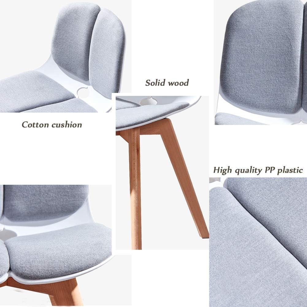 RXBFD Comfortable Chair Assembled Modern Style Dining Chair Mid Century Modern Side Chair, Lounge Plastic Chair with Upholstered, for Kitchen/Dining/Bedroom/Living Room Leisure Chair