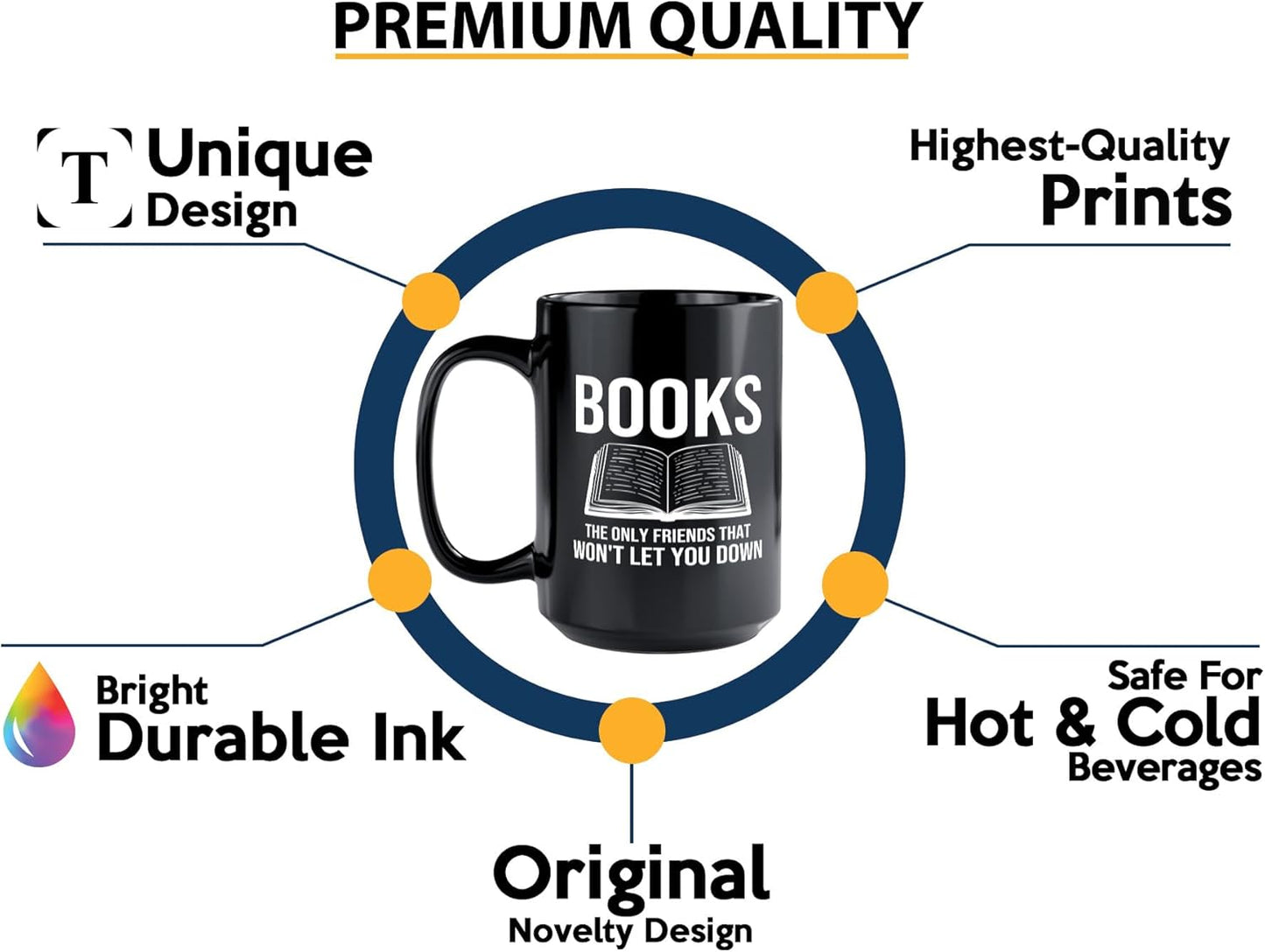 Book Lover Coffee Mug 15oz Black -Books The only - Bookworm Literature Library Book Lover Reader Booked Editor Intellectual Studious
