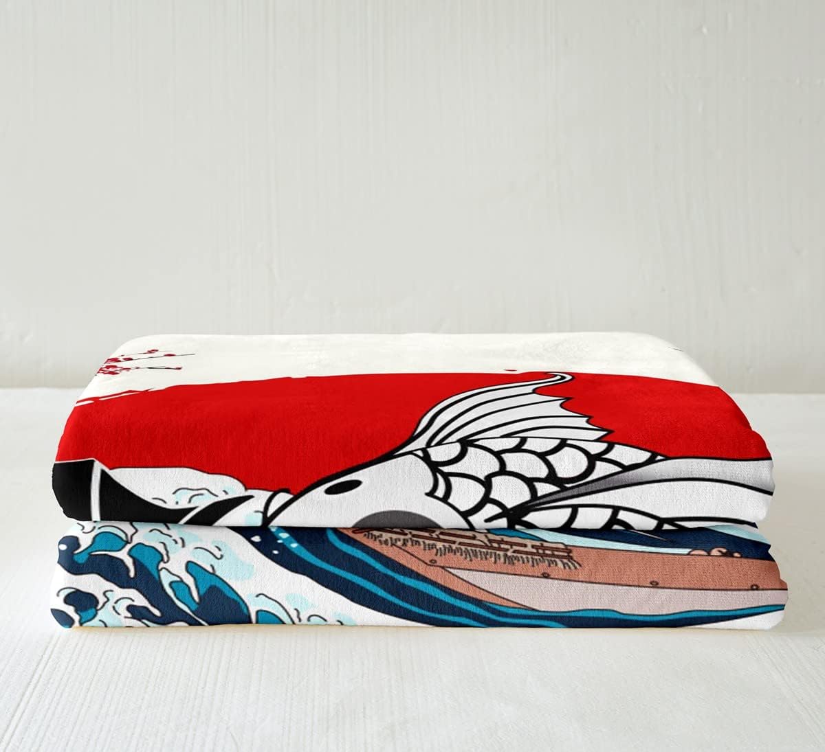 Japanese Ukiyoe Fish Throw Koi Toddler Fleece Blanket Kids Boys Adult Girls Japanese-Style Koi Animal Oriental Bedroom Decor
