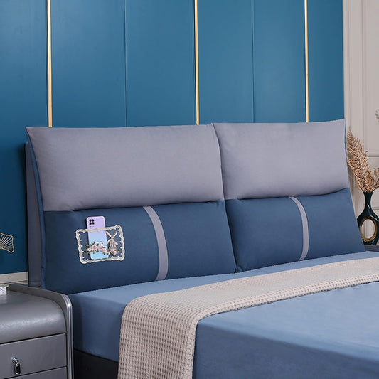 Headboard Bed Backrest Cushion Lumbar Support Cushions Reading Pillows Rectangular Bed for Twin Full Bueen and King Sizes 5 Colour 5 Size (Colour : (Blue+Gray) Size : 90 x 60 x 13 cm (Blue+Gray) 120 x