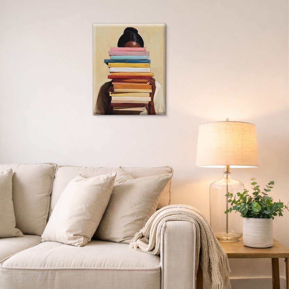 Black Woman Books Wall Art Vintage Woman Reading Canvas Print Poster Bookish Wall Decor for Home Reading Nook Study 8x10 Inch Framed