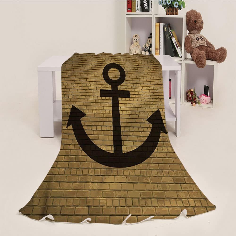 Child Blanket Cotton, Anchor Child Blankets for Girls, Anchor Icon Over Brick, Keep Warm, 40 x 50inches, Cozy Warm Soft Blanket for All Seasons,
