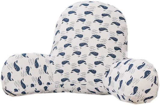 Tingting's Dream Cotton Linen Bed Rest Reading Pillow Washable Office Chair Lumbar Back Pillow Sofa Waist Cushion Bed Backrest Pillow (White Whale, 40×60CM/15.7"×23.6")