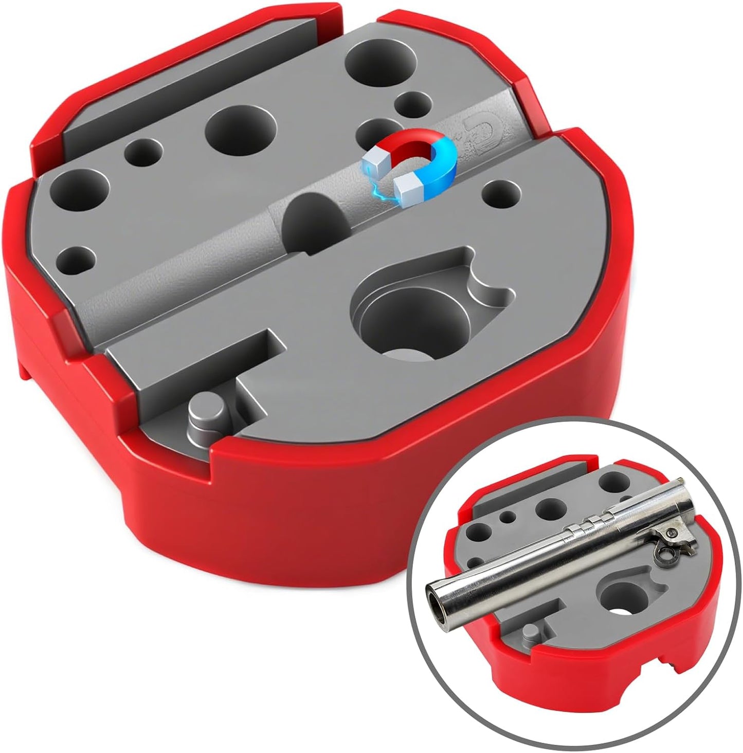 SEDY 4-inch Universal Bench Block with Non-Marring, Magnetic Multi-Hole Slip-Resistant Workbench Tool for Precision Assembly and Maintenance