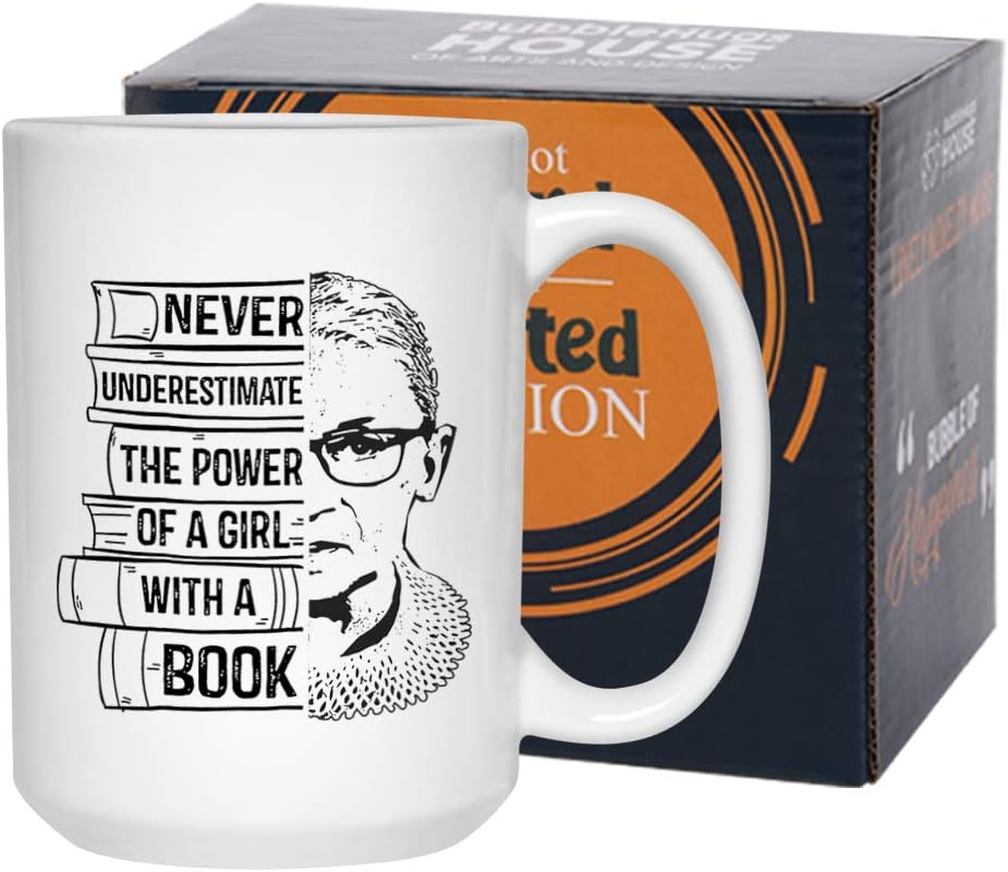 Bookworm Mug 15oz Bookish Mugs for Readers Book Club Lovers Nerd Women, White
