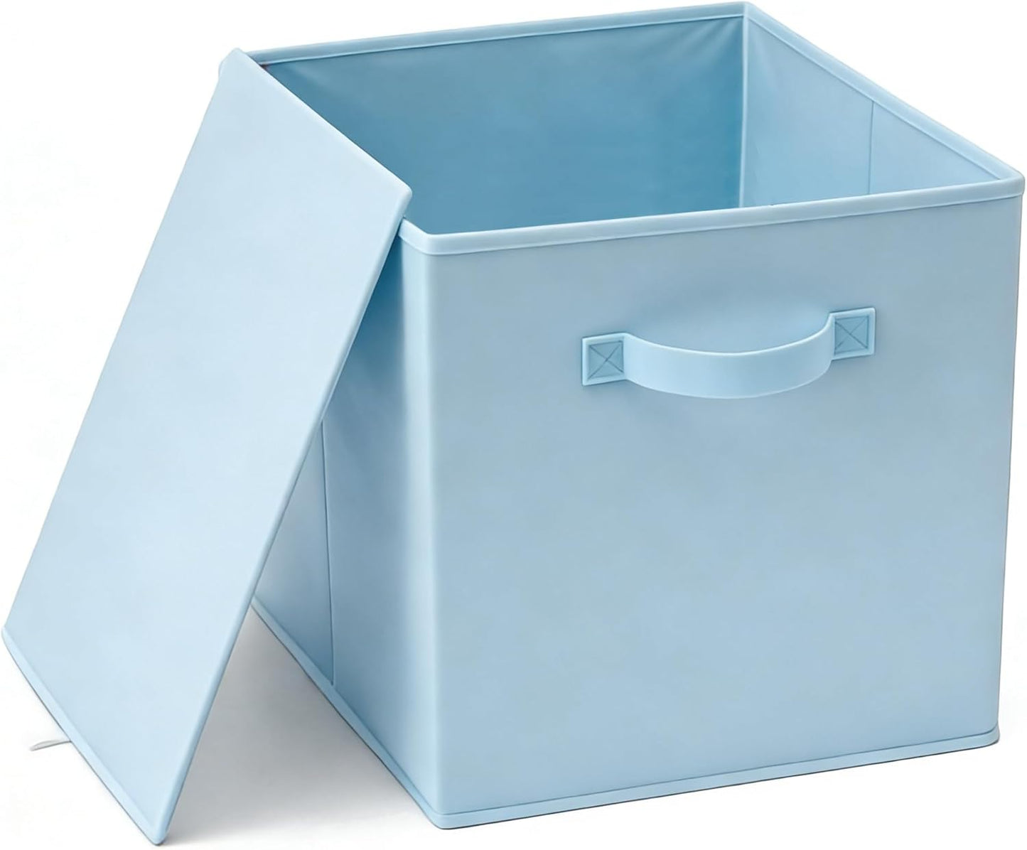 13x15x13 Large Storage Cubes [Set of 4] Sky Blue Foldable Fabric Storage Bins with Handles, Collapsible Closet Organizers and Storage Baskets for Shelves