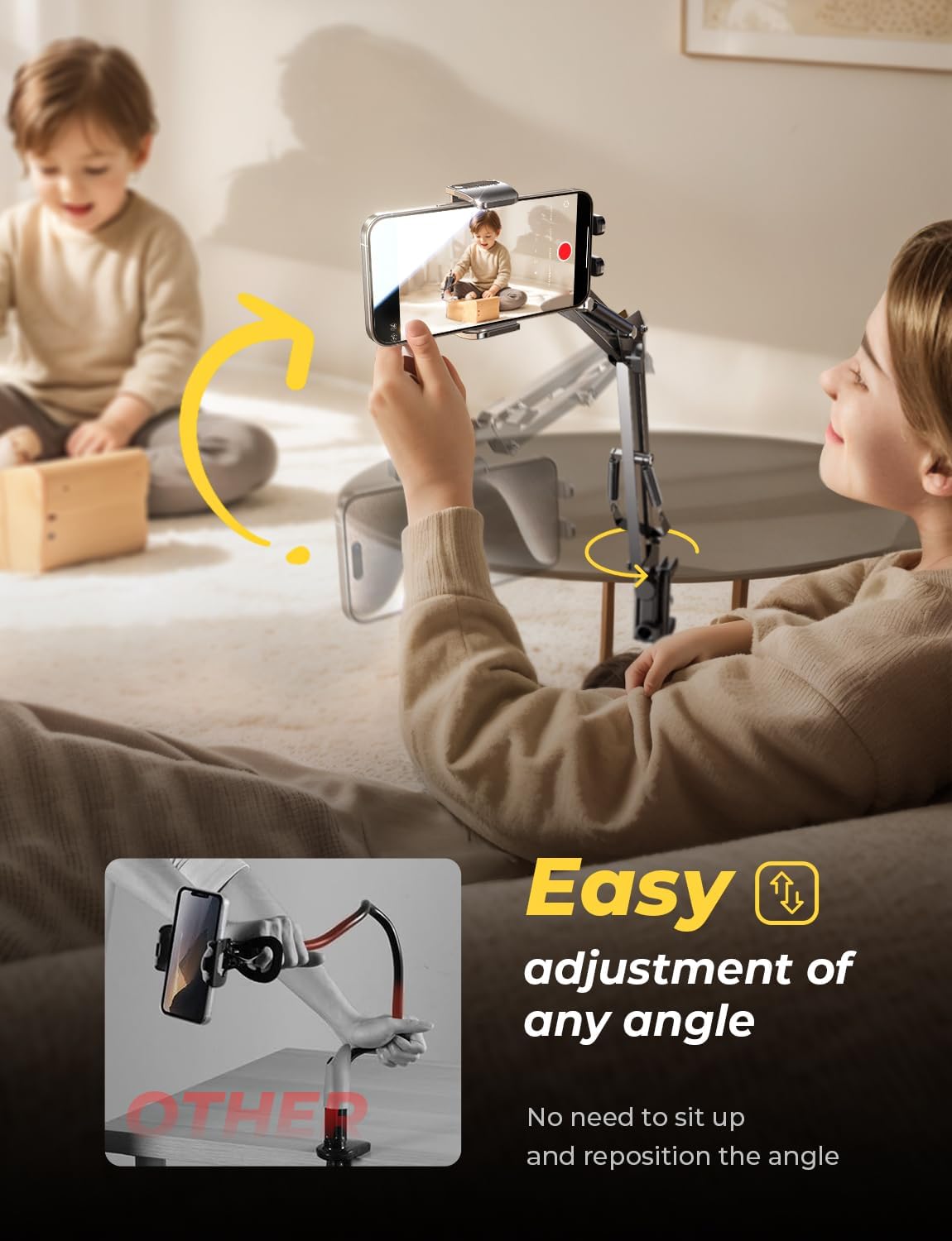 LISEN Gooseneck Phone Holder for Bed Desk [3rd Upgrade] Cell Phone Stand for Desk Bed Gaming Accessories,Gifts for Men Senior Kids Tech Mount for Recording Filming Laying Down Flexible Magic Arm Clamp