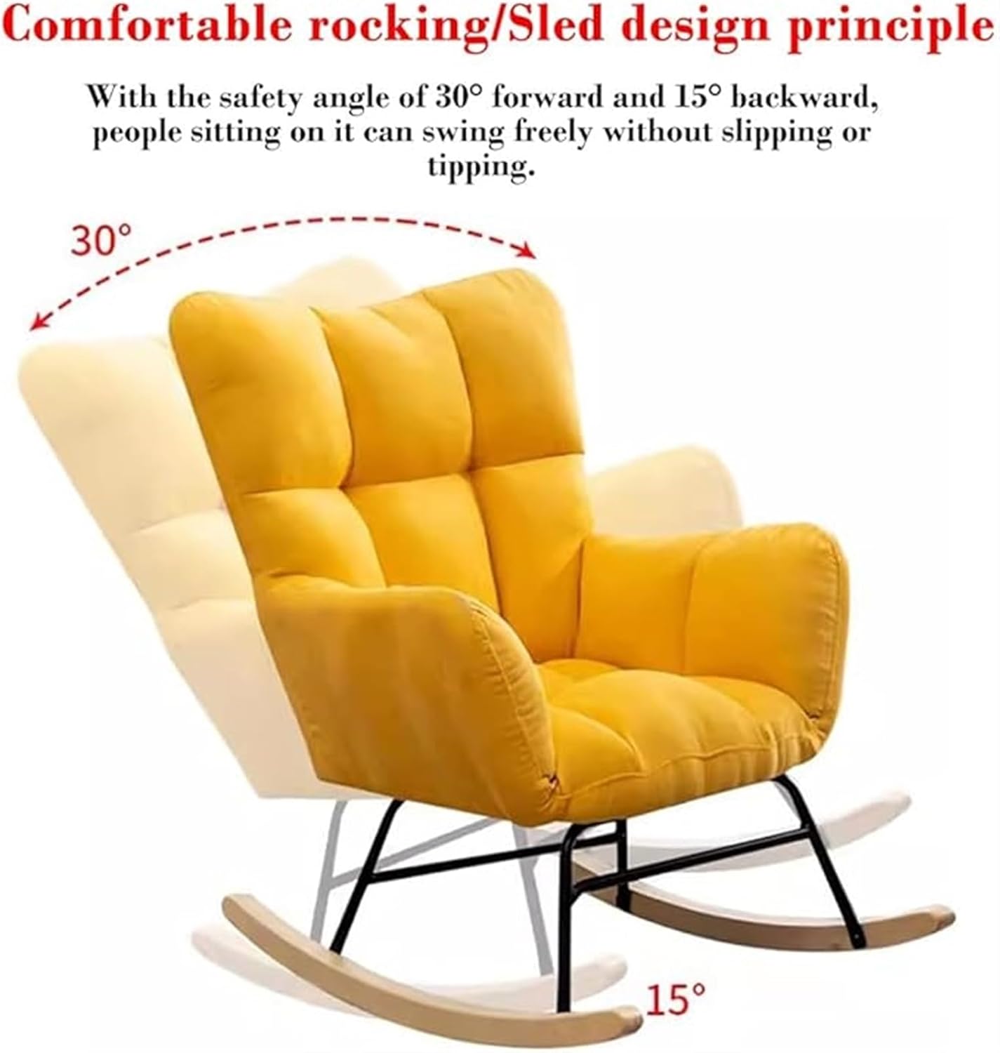LSLYTQ Fabric Armchair with Footstool - Rocking Chair, Rocking Chair for Mid Century Living Room, Leisure Sofa Side Chair - Sledge