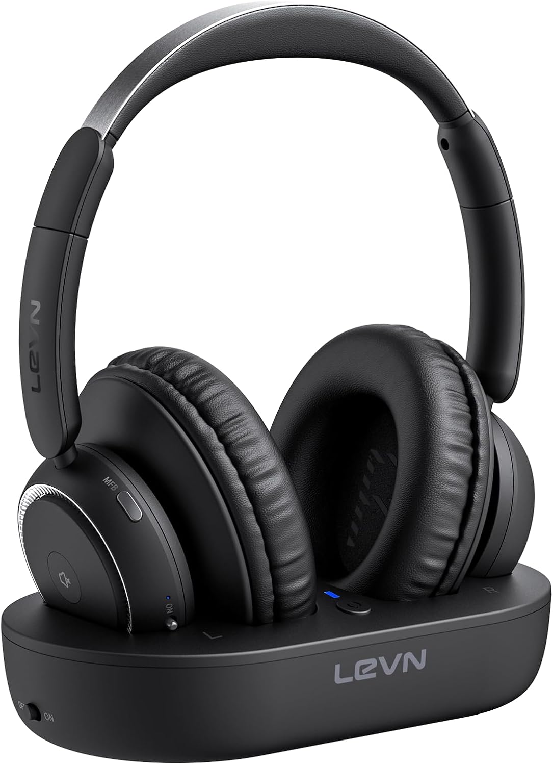 LEVN Wireless Headphones for TV Watching, TV Headphones Wireless for Seniors with Transmitter Charging Base, Hearing-impaired, No Audio Delay, Bluetooth 5.2, Plug and Play, Gifts for Elderly