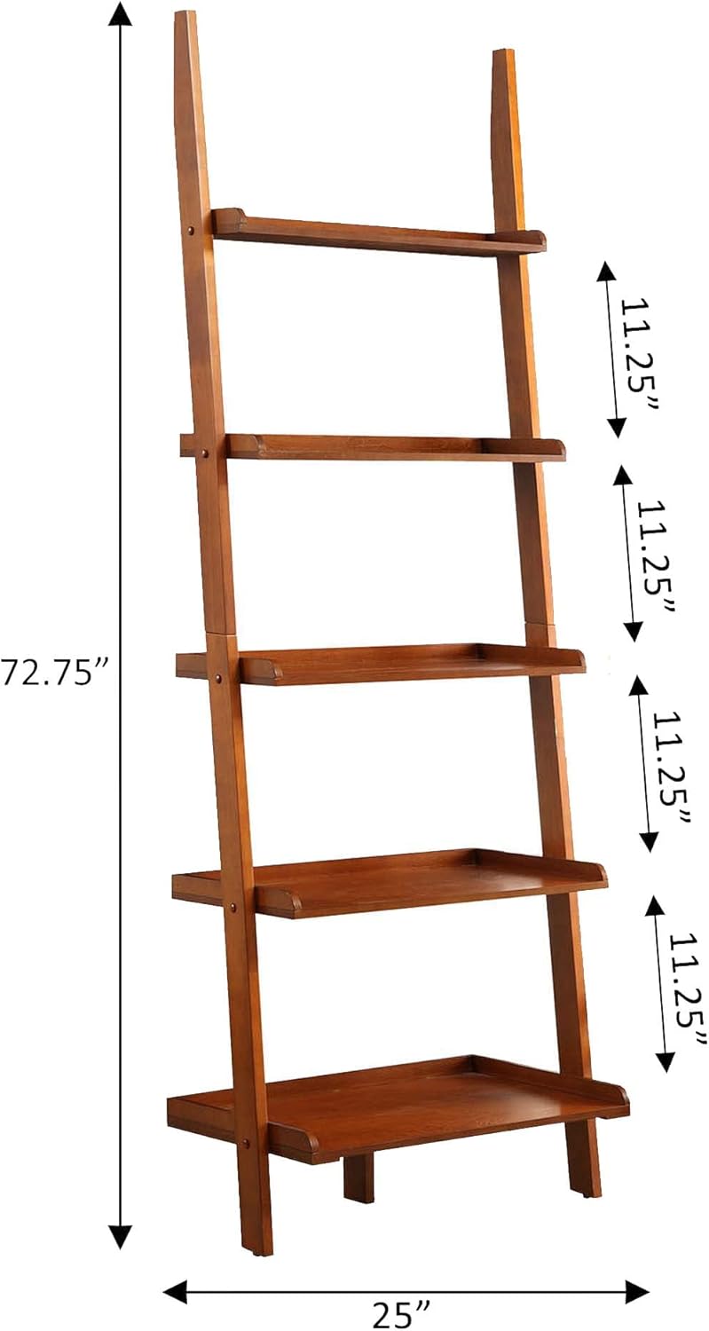 Convenience Concepts American Heritage Ladder Bookshelf 25" - Classic Living Room Bookcase for Traditional, Modern Office, Family Room & Home Office, Cherry