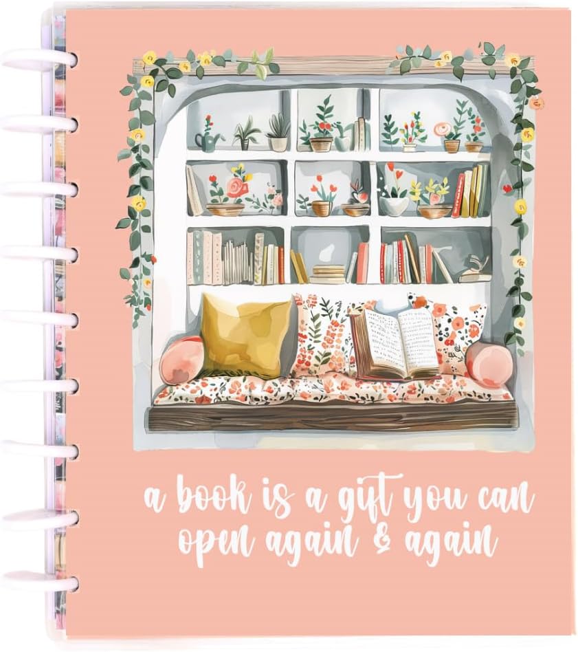 kellofaplan Reading Journal Planner, Undated 12-Month Book Tracker with Monthly Overview, Book Club Section, Reading Log, Essentials for Readers, Disc Bound, 96lb Paper