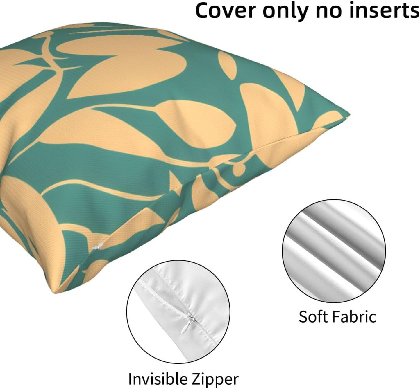 All-Season Square Pillow Covers 18"X18", Yellow Leaf, Decorative Throw Pillow Covers for Sofa Bed Couch, Hidden Zipper Cushion Cover, Square Lumbar & Accent Pillowcases for Home Decor
