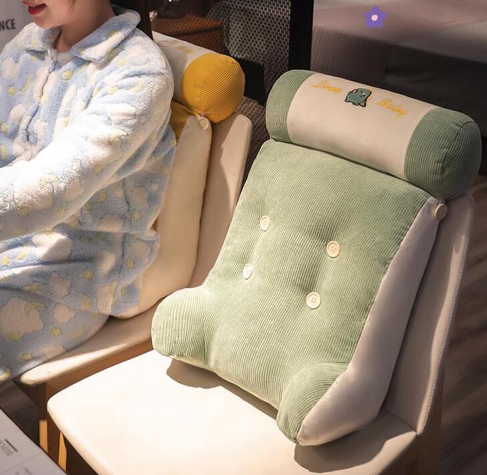 Office Chair Lumbar Pillow Bed Headboard Backrest Lumbar Support Pillow Soft Reading Back Cushion with Small Bolster (Cute Dinosaur, 55×40CM/21.65"×15.7")