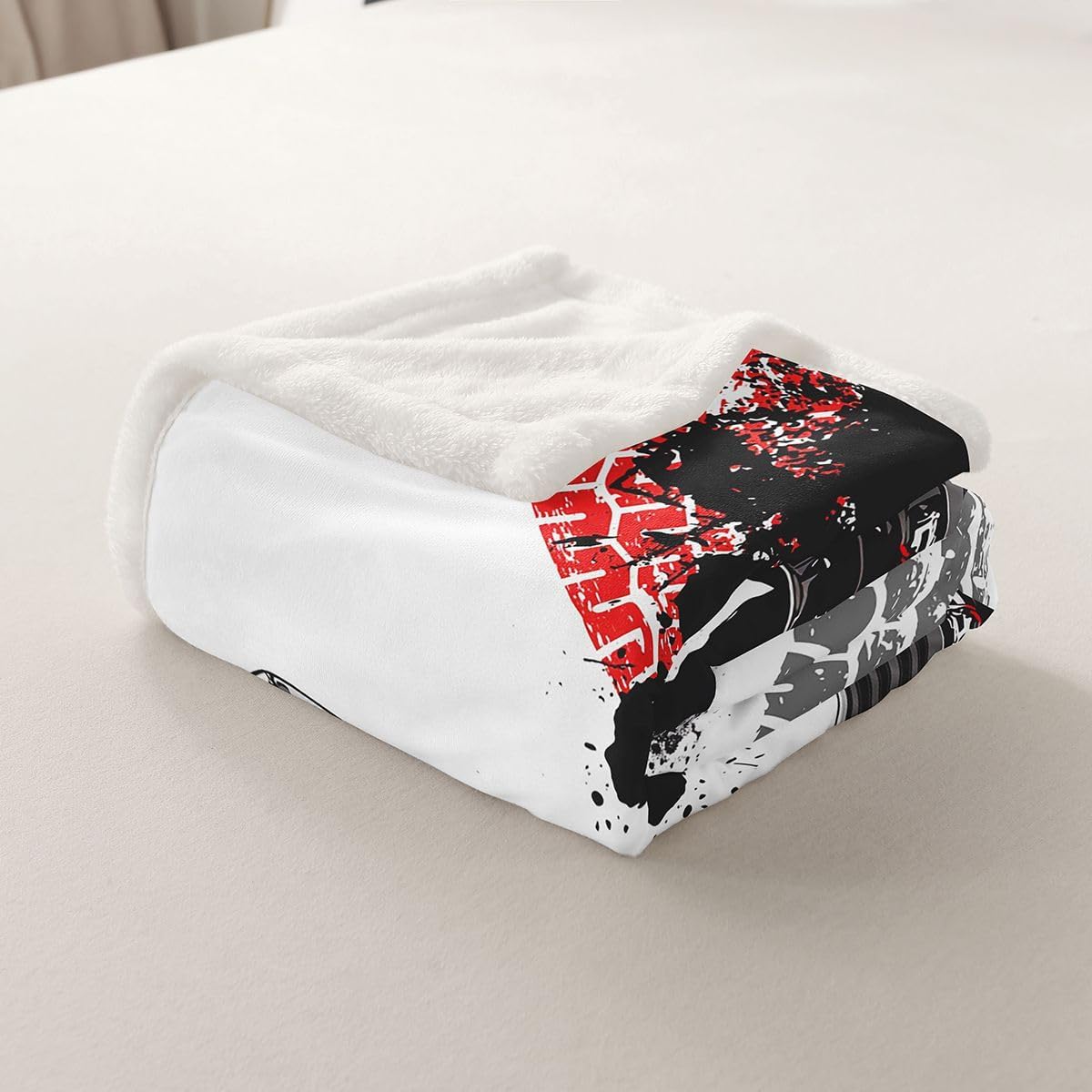 Feelyou Car Fleece Throw Blanket Throw 50"x60" Kids Offroad Vehicle Wheel Print Plush Sherpa Blanket Fuzzy for Boys Girls Teens Truck Print for Bed Couch Chair Racing Car Red Black