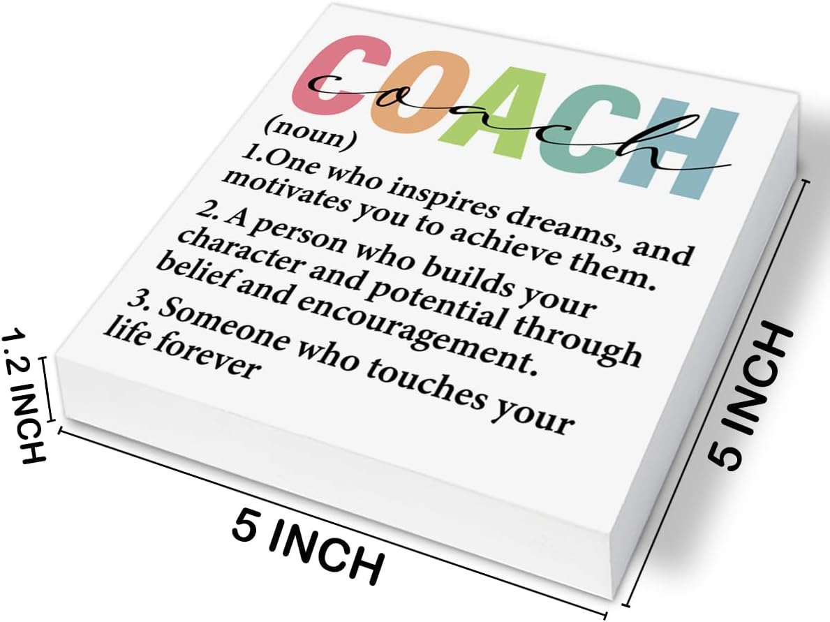 Coach Gifts for Women, Gifts for Volleyball Cheer Dance Coach Definition Wood Block Sign Home Office Desk Shelf Decor