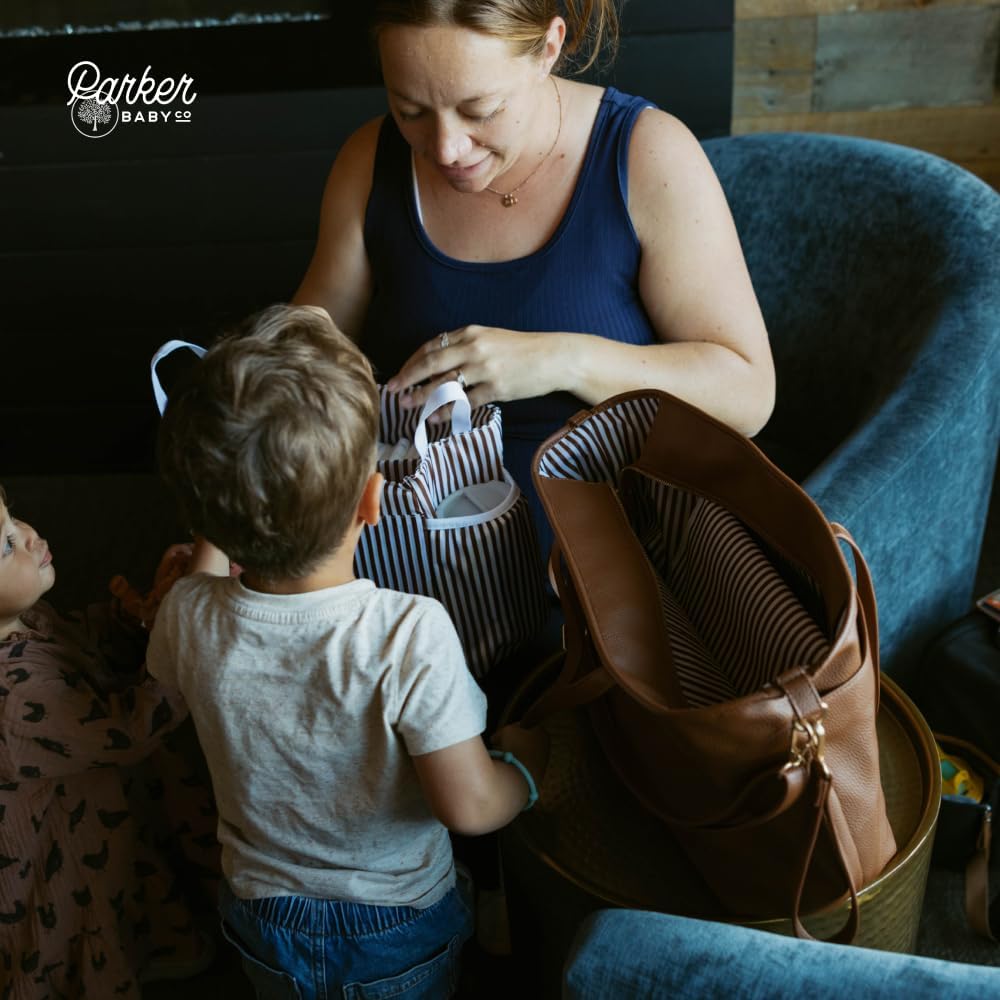 Parker Baby Willow Tote Bag | Stylish Vegan Leather Diaper Bag Tote with Modular Storage & Removable Inserts & Roomy Interior