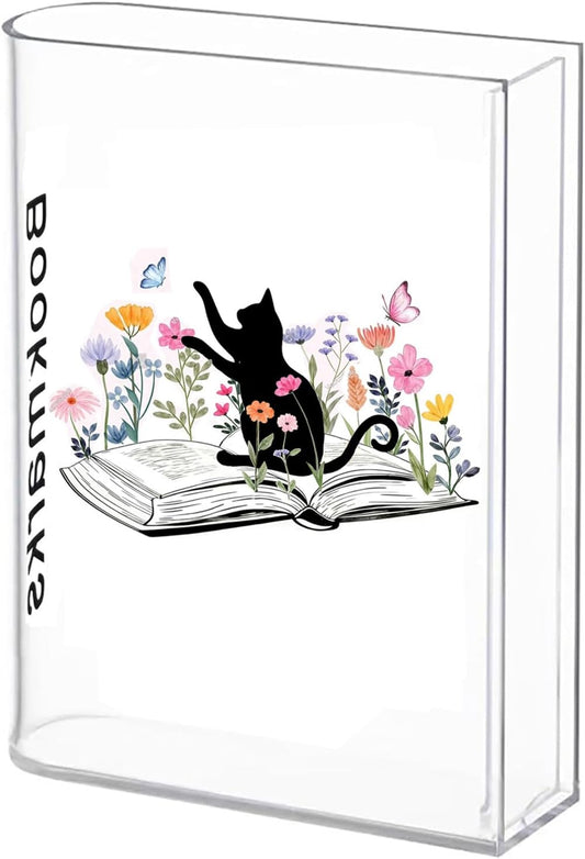 Book Shaped Bookmark Holder, Reading Accessories Gift for Book Lovers, Women, Librarians (cat)
