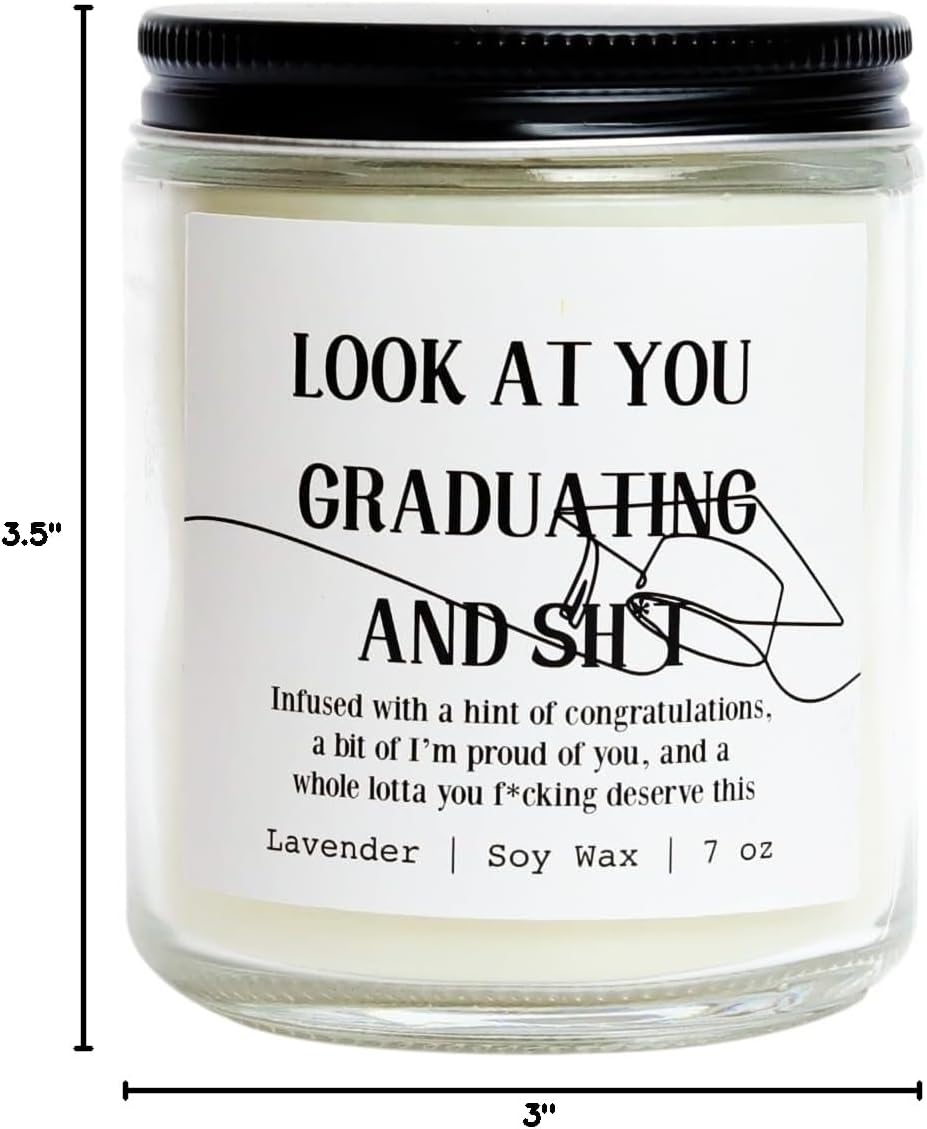 2025 Graduation Gift for Her or Him – Funny Handmade Scented Candle 7oz, Lavender – Graduation Gifts for Women, Men, Nurse, PhD, Law School, Masters, College, High School（Graduating