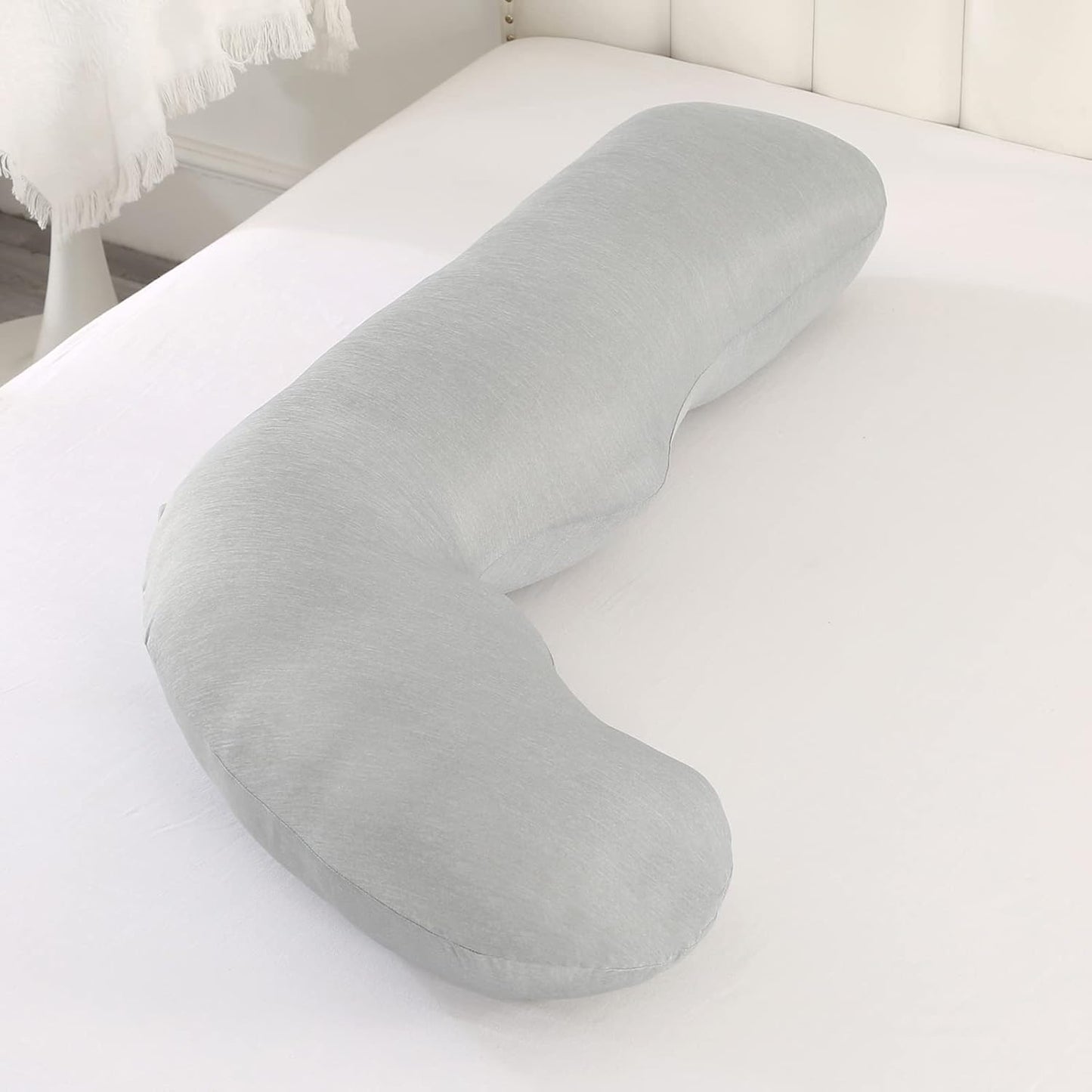 BATTOP Pregnancy Pillows for Sleeping,Maternity Pillow with Cooling Cover,Support for Belly,HIPS, Legs,Pregnancy Must Haves,Side Sleeper Body Pillow