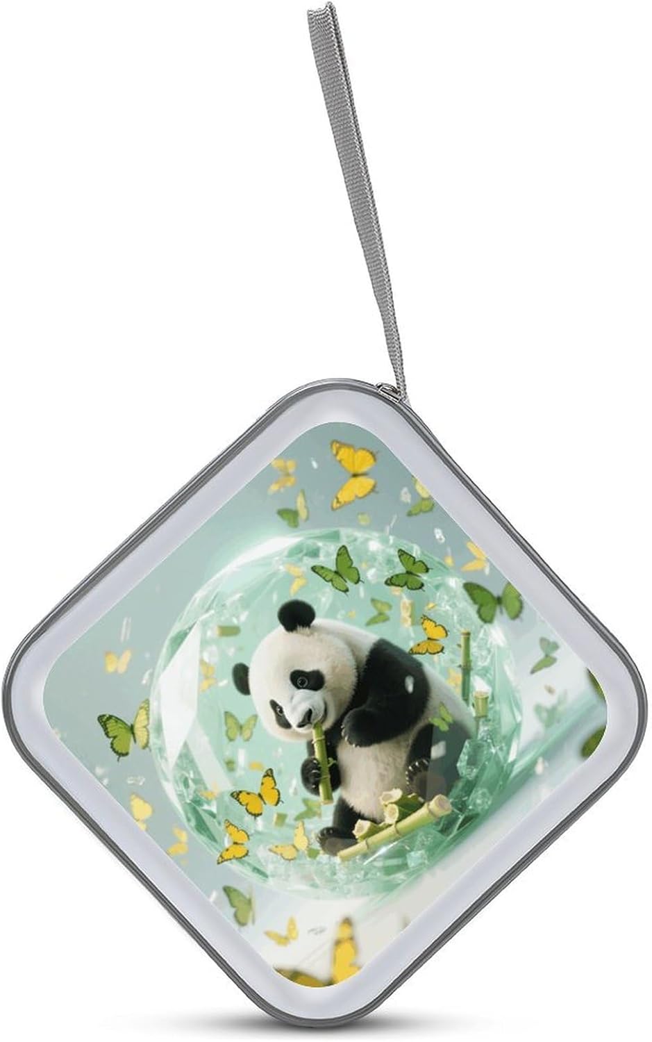 Green Crystal Storm Panda CD Case Portable Zipper CD Case 40 Capacity Hard Plastic DVD Cases Holder Large Storage Disc Wallet Bag for Car Home Travel DVD Collection Bag
