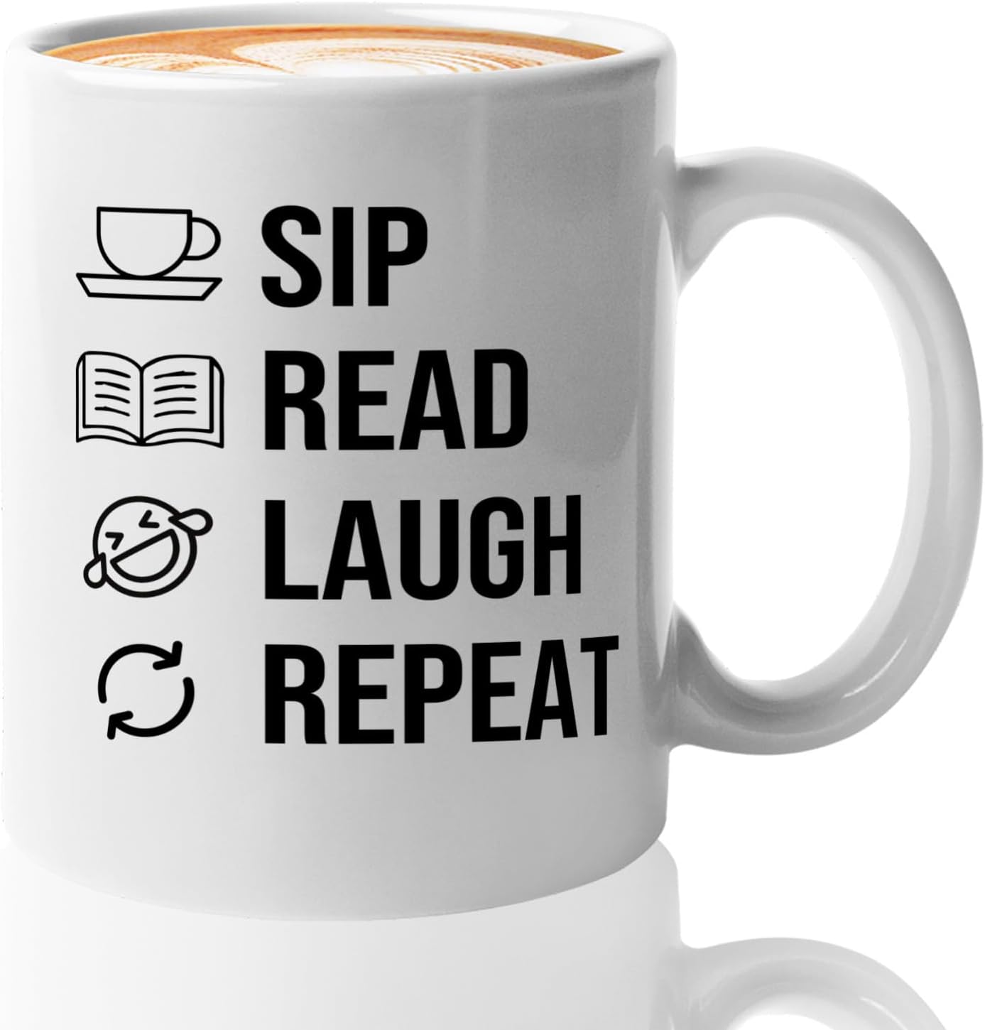 Book Lover Coffee Mug 11oz White -SIP Read Laugh - Bookworm Literature Library Book Lover Reader Booked Editor Intellectual Studious