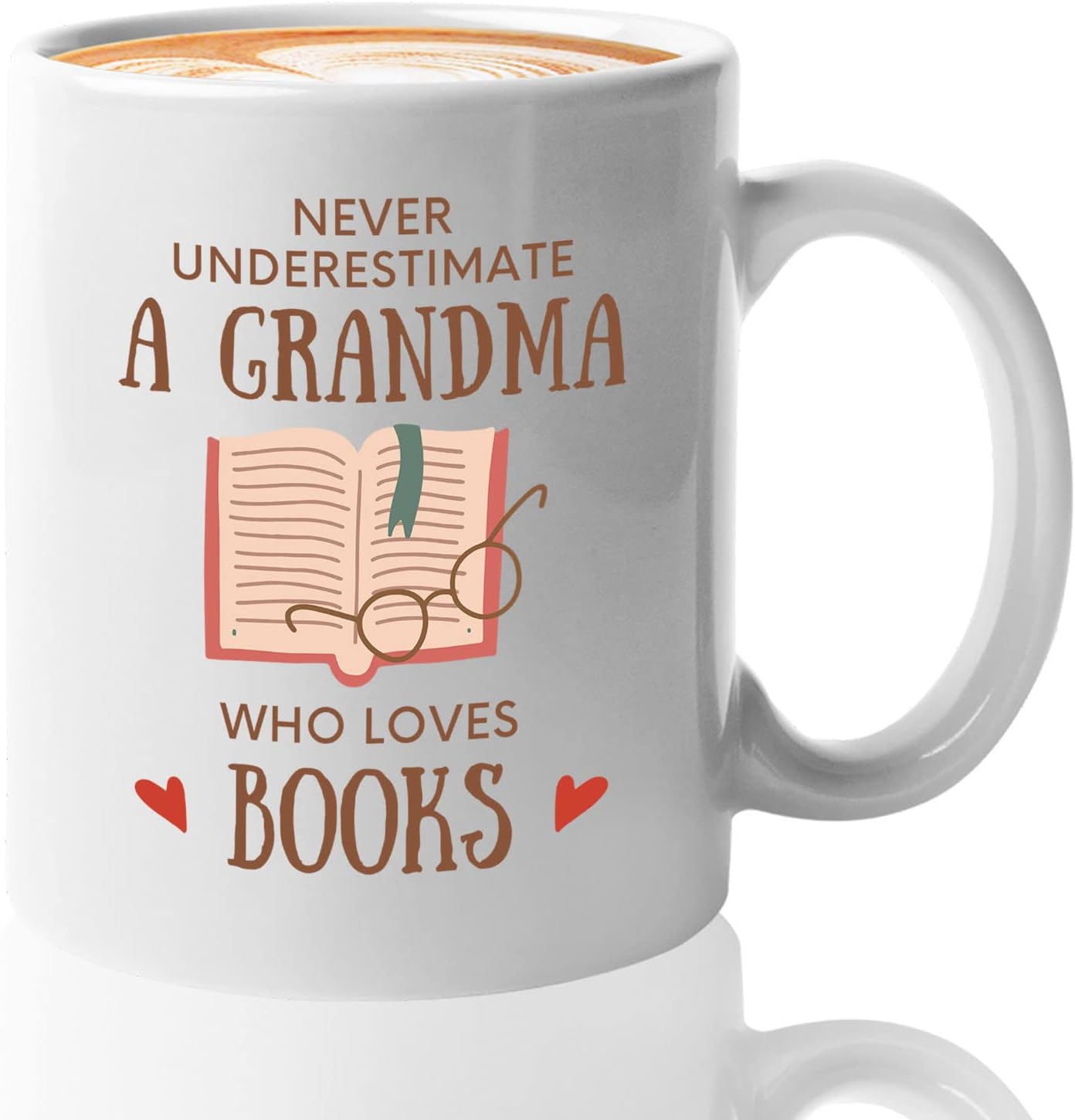 Bubble Hugs Fable Coffee Mug 11oz White - Never Underestimate Grandma - Reading Reader Old Lady Granny Book Lover Bookish Novelist Librarian Writer