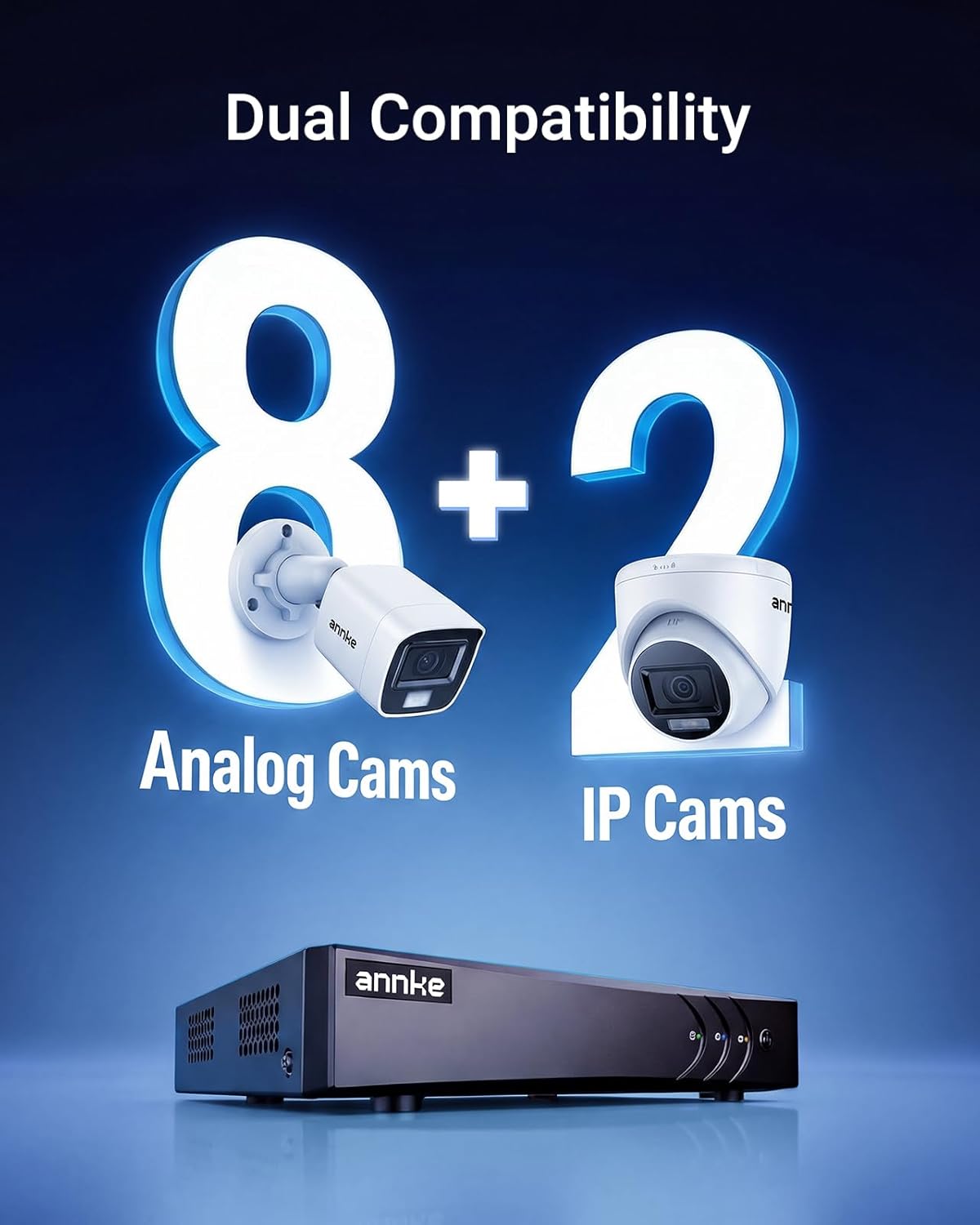 ANNKE 3K Lite H.265+ Security DVR Recorder with AI Human/Vehicle Detection, 8CH Hybrid 5-in-1 CCTV DVR for Surveillance Camera, Supports 8CH Analog and 2CH IP Cameras, Remote Access (No Hard Drive)