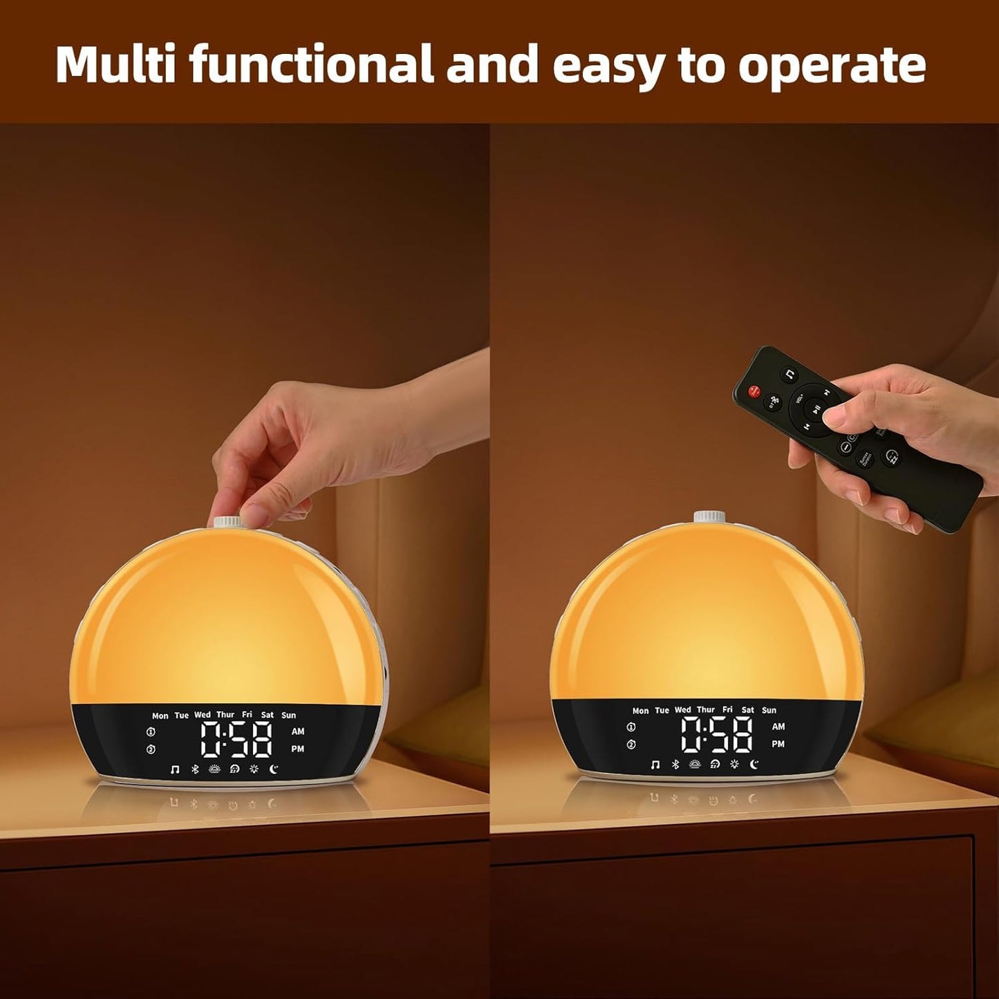 Sunrise Alarm Clock for Heavy Sleepers & Kids, Wake Up Light with Natural Simulation, Dual Alarm, Sleep Sound Machine, Dimmable LED Night Light, FM Radio, USB Charger for Bedroom