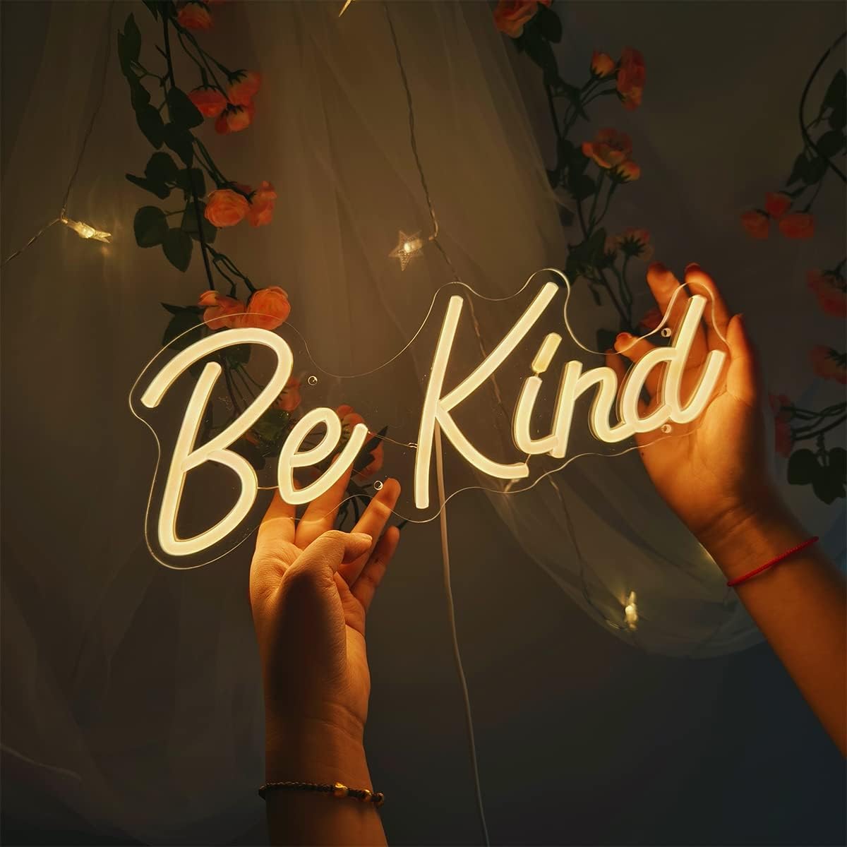 Be Kind Neon Sign, Dimmable LED Neon Light Signs for Wall Decor, USB Powered LED Sign for Bedroom, Office, Beauty Bar,Shop Decoration, Neon Signs Gift for Teen Girls 14.6x5.7 Inch Warm White