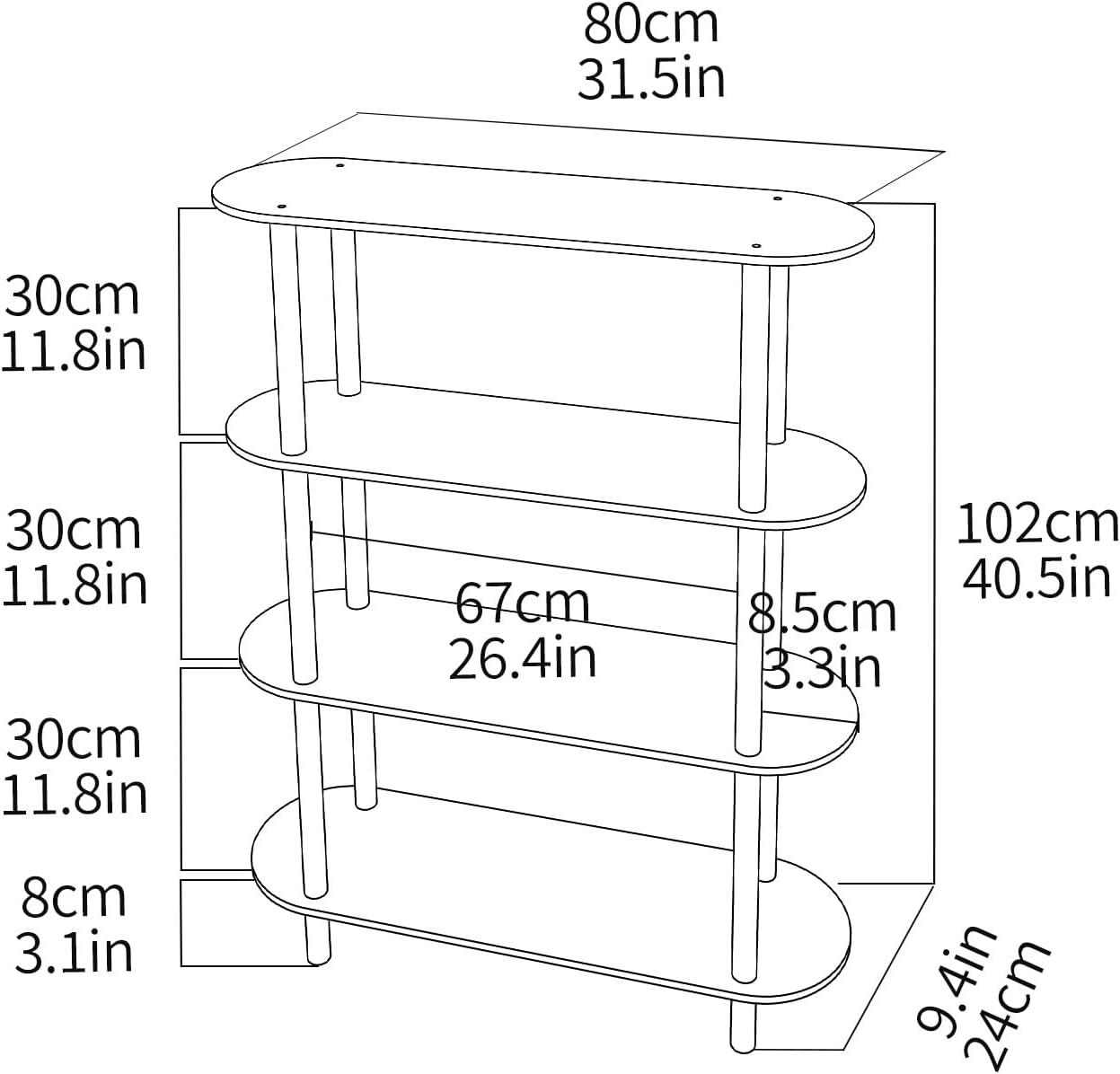 Clear Bookshelf, Acrylic Bookcase with Open Book Shelf for Office Living Room Bedroom (4 Tier Orange)