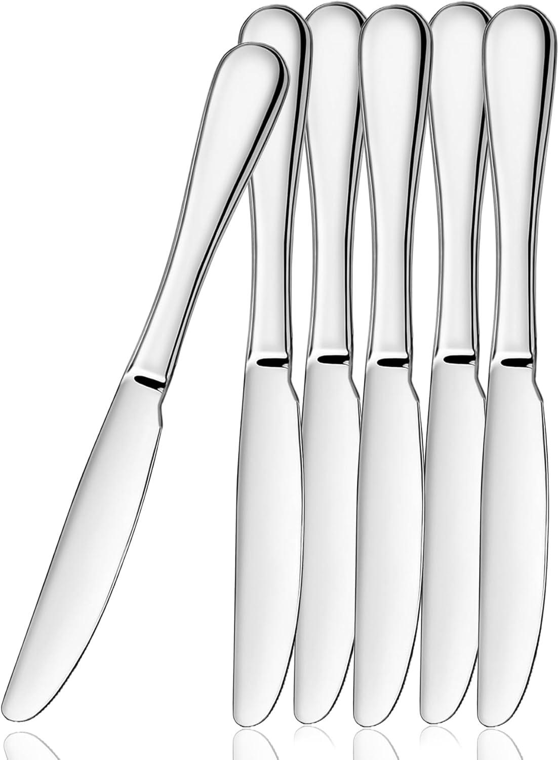 ATB Dinner Knives Set, Stainless Steel Table Knife, Butter Spreder, 2/4/6 Pieces Mirror Polished Dinner Knife, Sturdy and Dishwasher Safe, Silverware Cutlery (6 Pcs)